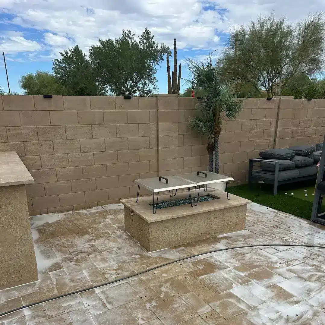 retaining wall fence power washing Phoenix, AZ.